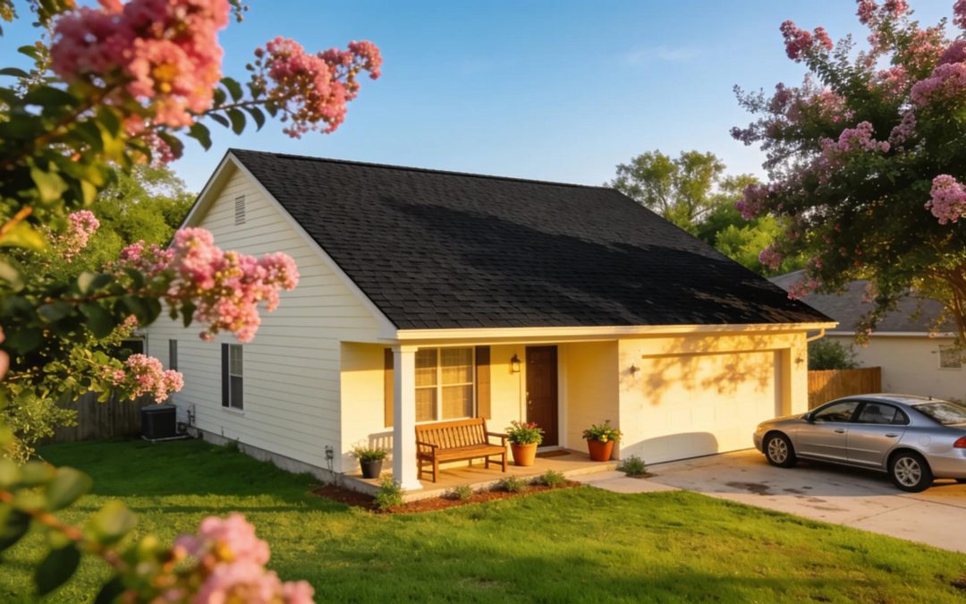 Houston home with new asphalt roof and landscaping, roof replacement cost guide 2026.